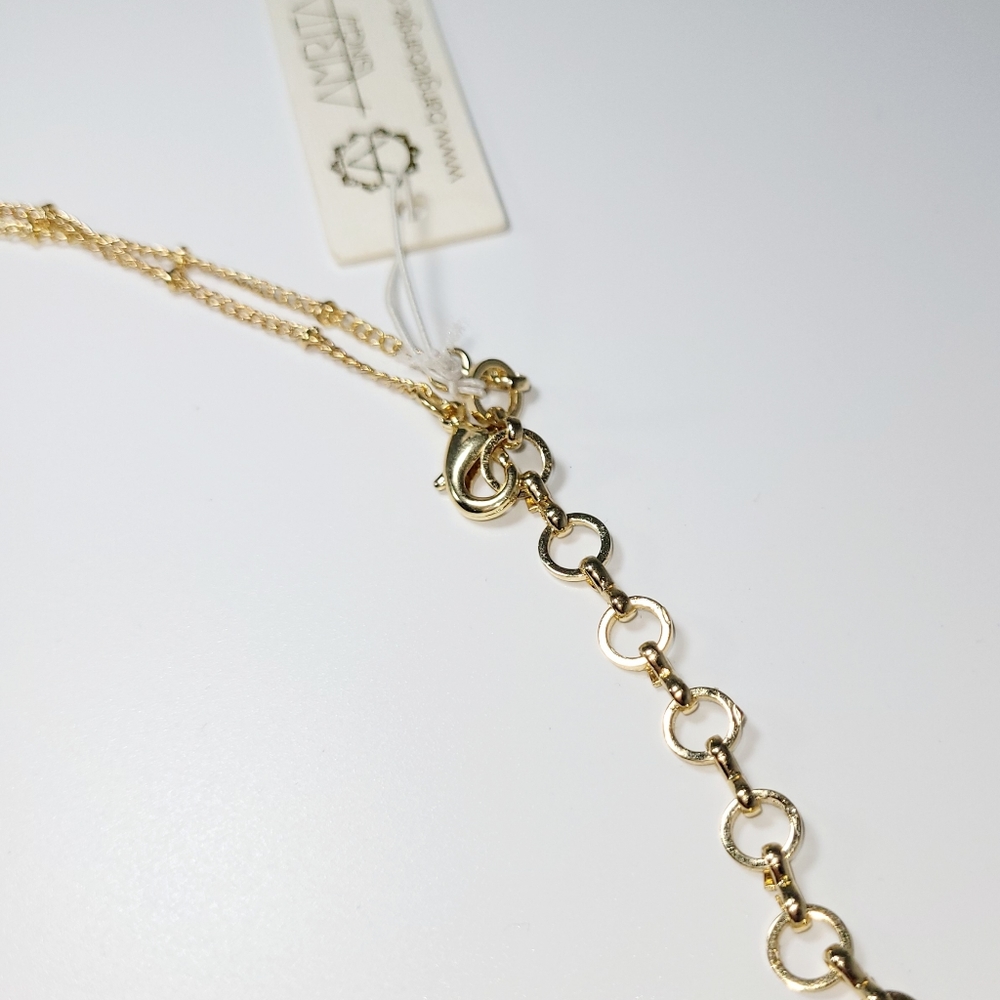 NWT-AMRITA SINGH-LIGHT PINK CRYSTALS AND GOLD NECKLACE - Picture 7 of 8